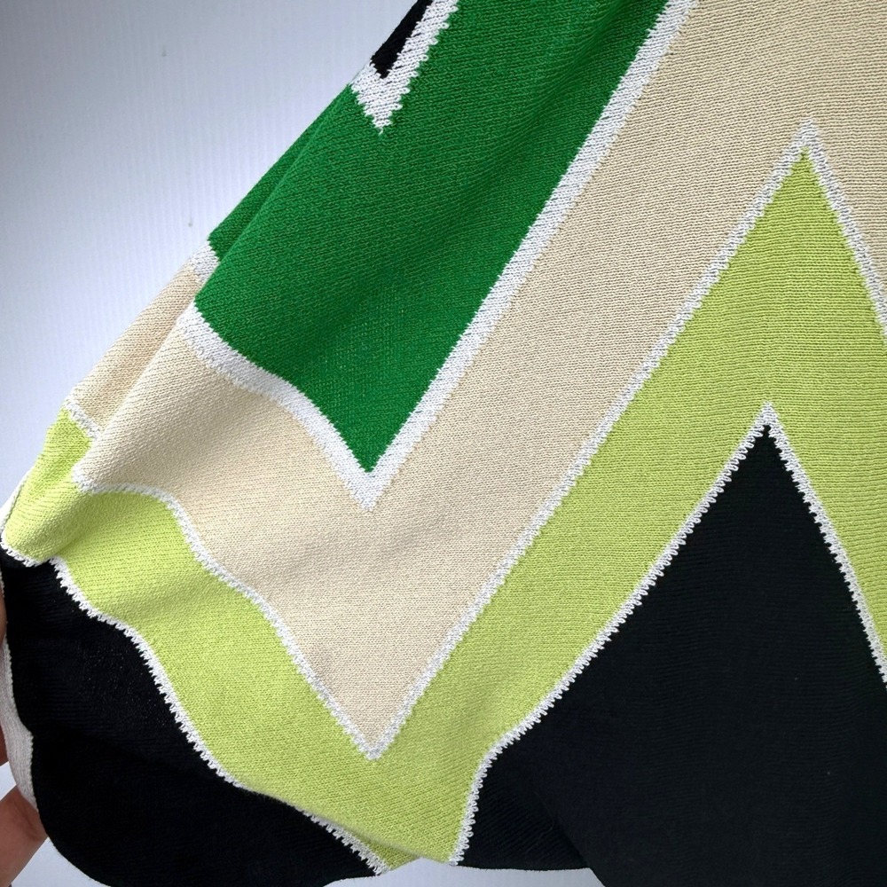 ESCADA VTG 90's Green Knit Chevron Stripe Peekaboo Dolman Top Made in Italy 42 - Picture 14 of 14